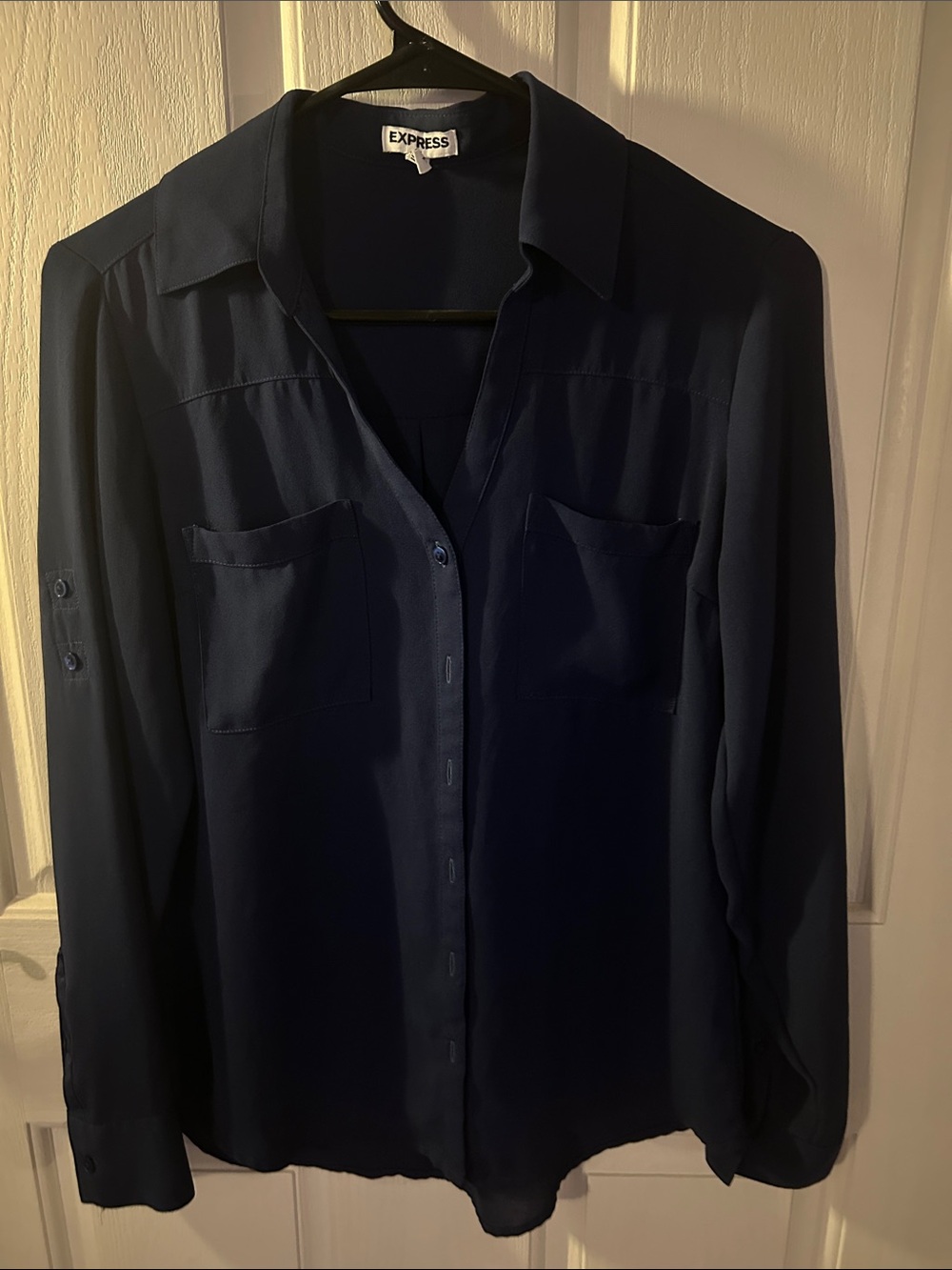 Express Women’s Navy Button-Down Blouse Classic Style